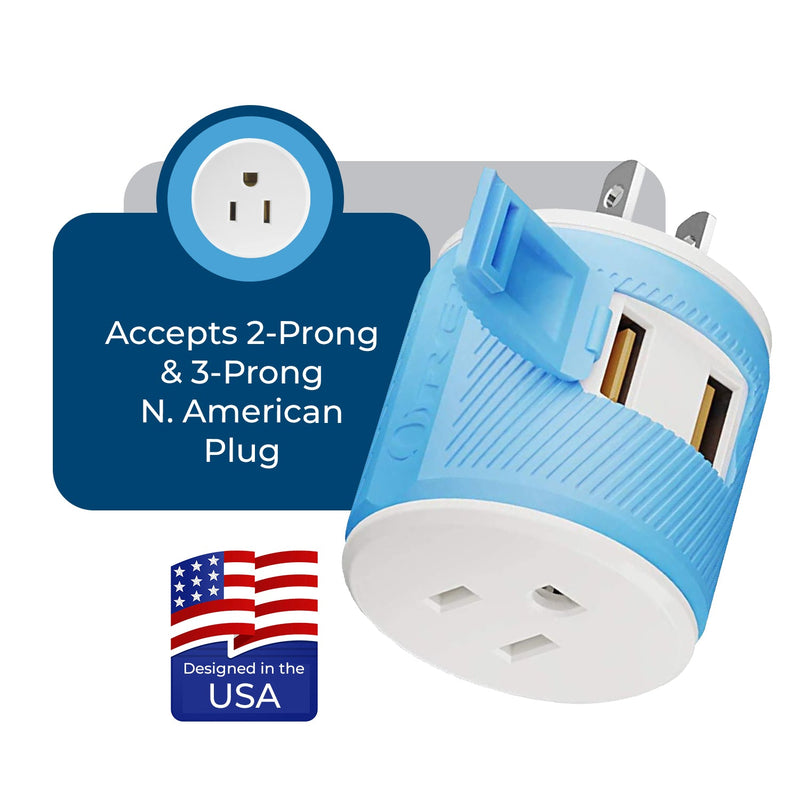 Adaptador de viaje para Japón y Filipinas - 3 en 1 - 2 USB - Tipo A - Diseño compacto (U2U-6)