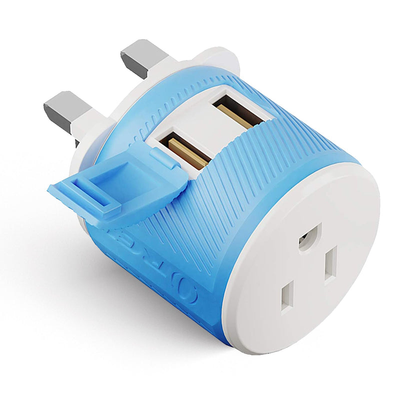 Adaptador de viaje para Reino Unido e Irlanda - 3 en 1 - 2 USB - Tipo G - Diseño compacto (U2U-7)