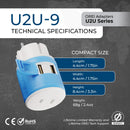 Adaptador de viaje para Europa y Alemania - 3 en 1 - 2 USB - Tipo C - Diseño compacto (U2U-9C)
