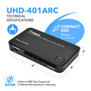 Conmutador HDMI 4K ARC 4x1: compatible con 4K a 60 Hz, conecta la barra de sonido con ARC (UHD-401ARC) 