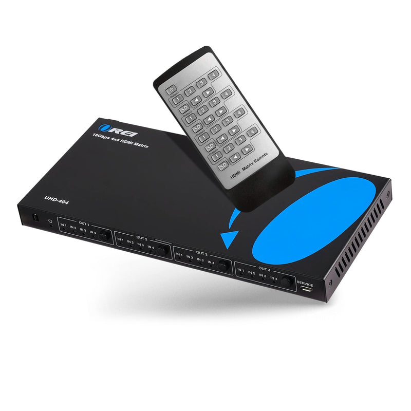 Conmutador de matriz HDMI Ultra HD 4x4 4K a 60 Hz con control remoto IR (UHD-404) 