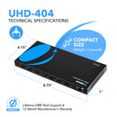 Conmutador de matriz HDMI Ultra HD 4x4 4K a 60 Hz con control remoto IR (UHD-404) 