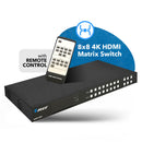 Conmutador de matriz HDMI Ultra HD 8x8 4K a 60 Hz con control remoto IR (UHD-808)