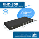 Conmutador de matriz HDMI Ultra HD 8x8 4K a 60 Hz con control remoto IR (UHD-808)