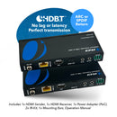Extensor HDMI 4K UHD con HDBaseT sobre CAT5e/6/7. Admite control ARC e IR bidireccional hasta 70 m (UHD-EXB230AR-K).