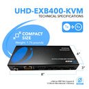Extensor HDMI HDBaseT KVM 4K con cable CAT6/CAT7 de hasta 122 m (400 pies) para teclado y ratón con cable CAT6/CAT7 (UHD-EXB400-KVM) 