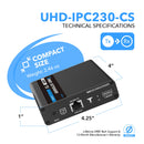 Extensor HDMI 4K Balun hasta 70 m sobre CAT6/7 - Cascada de uno a muchos 4K a 60 Hz 4:4:4 con HDR y reducción de escala (UHD-IPC230-CS)