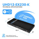 Extensor HDMI 4K 1x2 sobre CAT6/7 individual hasta 70 m - Tecnología ipcolor 18 Gbps, IR bidireccional, RS-232, EDID (UHD12-IPC230-K) 