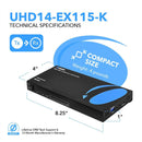 Extensor HDMI 4K 1x4 a través de CAT 6 hasta 35 metros con control IR unidireccional (UHD14-EX115-K) 