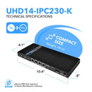 Extensor HDMI 4K 1x4 sobre CAT6/7 individual hasta 70 m - Tecnología ipcolor 18 Gbps, IR bidireccional, RS-232, EDID (UHD14-IPC230-K)