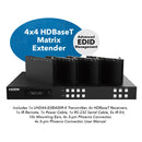 Extensor HDMI 4x4 con HDBaseT sobre CAT5e/6/7 hasta 122 m - Control IR y gestión EDID (UHD44-EXB400R-K)