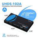 Divisor HDMI 1x2: UltraHD 4K, 1 entrada, 2 salidas con EDID, reducción de escala y extracción de audio (UHDS-102A) 