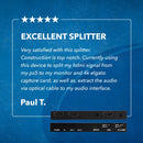 Divisor HDMI 1x2: UltraHD 4K, 1 entrada, 2 salidas con EDID, reducción de escala y extracción de audio (UHDS-102A) 