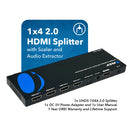 OREI 4K 1x4 HDMI Splitter with Scaler, Audio Extractor & EDID management (UHDS-104A)