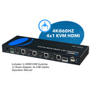 Conmutador KVM HDMI 4X1 OREI 4K a 60 Hz con control RS-232 (UKM-401)