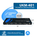 Conmutador KVM HDMI 4X1 OREI 4K a 60 Hz con control RS-232 (UKM-401)
