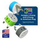 Adaptador de viaje para Sudáfrica y Botsuana - 2 en 1 - Tipo M - Diseño compacto (US-10L)