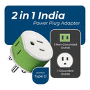 Adaptador de viaje para India y Nepal - 2 en 1 - Tipo D - Diseño compacto (US-10)