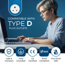 Adaptador de viaje para India y Nepal - 2 en 1 - Tipo D - Diseño compacto (US-10)