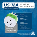 Adaptador de viaje para Italia y Uruguay - 2 en 1 - Tipo L - Diseño compacto (US-12A)