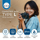 Adaptador de viaje para Italia y Uruguay - 2 en 1 - Tipo L - Diseño compacto (US-12A)