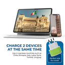 Adaptador de viaje para Italia y Uruguay - 2 en 1 - Tipo L - Diseño compacto (US-12A)