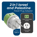 Adaptador de viaje para Palestina e Israel - 2 en 1 - Tipo H - Diseño compacto (US-14)