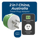 Adaptador de viaje para Australia y Nueva Zelanda - 2 en 1 - Tipo I - Diseño compacto (US-16)