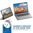 Adaptador de viaje para Dinamarca - 2 en 1 - Tipo K - Diseño compacto (US-20)