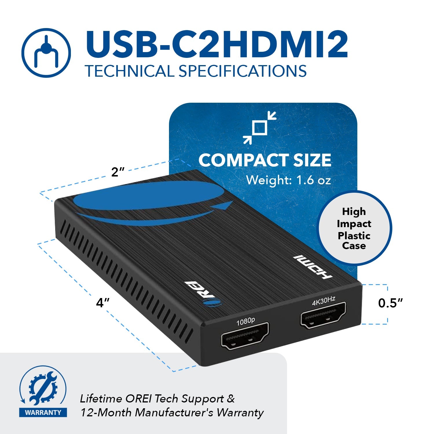 OREI SplitXtend HDMI Splitter Extender for Dual Video Monitor Extended