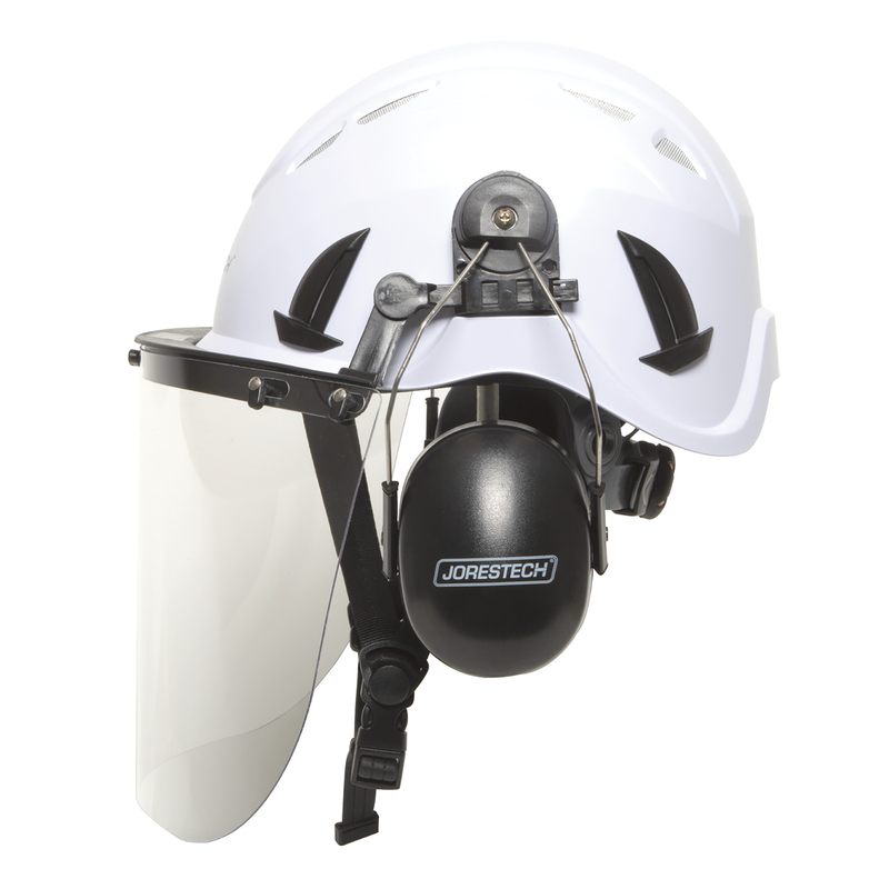 Ventilated Safety Work at Height Helmet System with Face Shield and Earmuffs