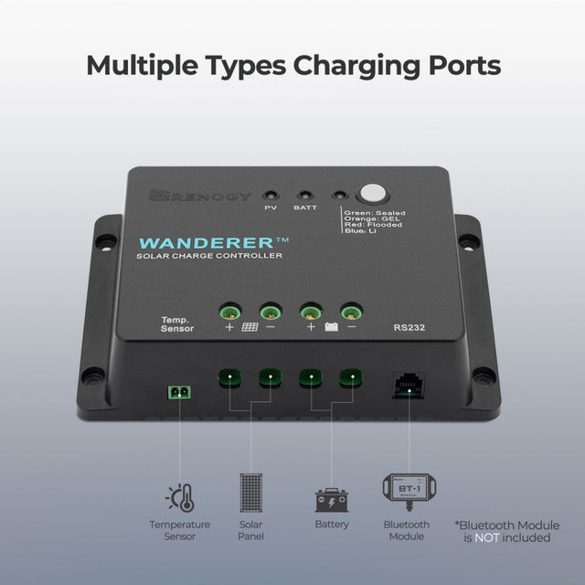 Renogy Wanderer 30 Amp 12V PWM Negative Ground Solar Charge Controller