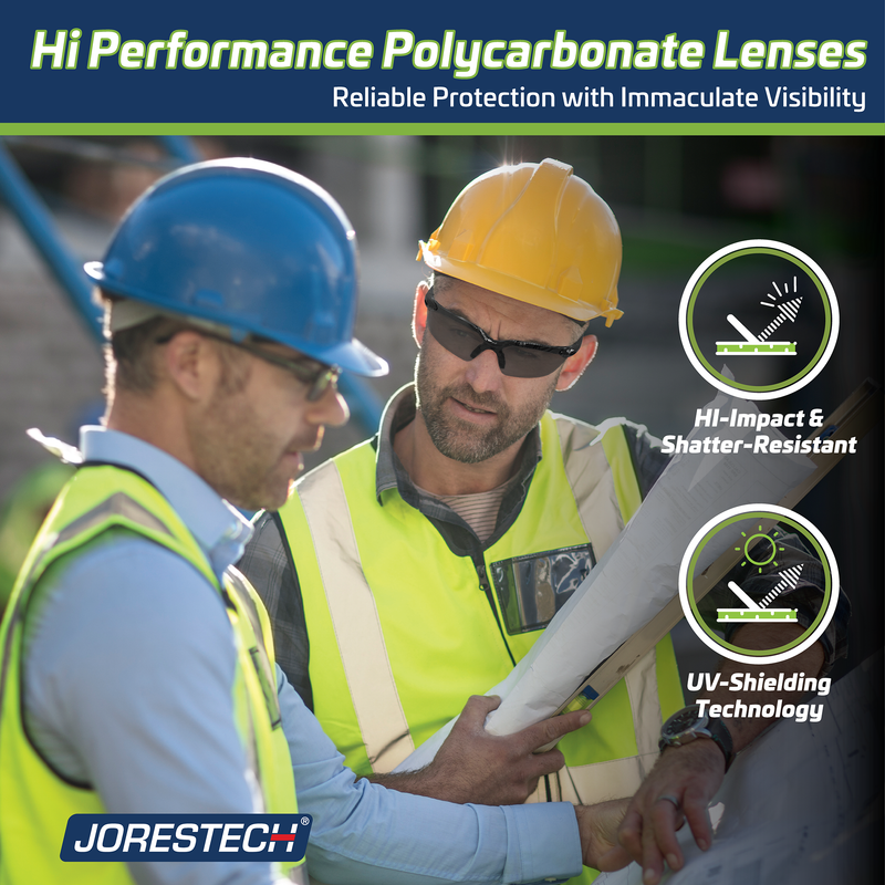 Wraparound Safety Glasses with Flexible Rubber Temple Tips