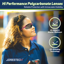 Wraparound Safety Glasses with Flexible Rubber Temple Tips