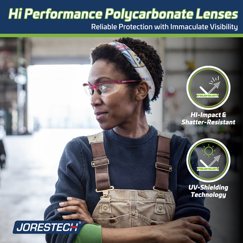 Wraparound Safety Glasses with Flexible Rubber Temple Tips - PinkFit Collection