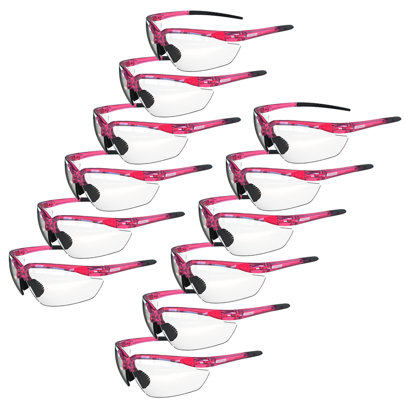 Wraparound Safety Glasses with Flexible Rubber Temple Tips - PinkFit Collection