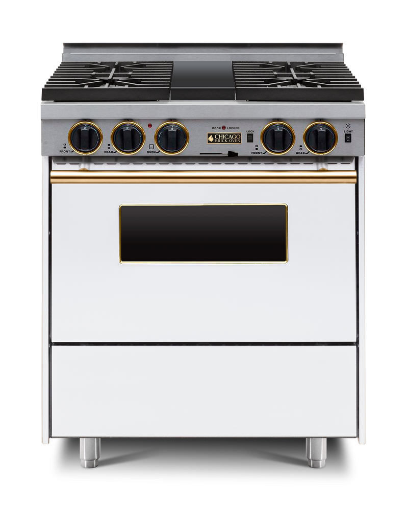 Horno de ladrillo Chicago - Cocina de convección autolimpiante de combustible dual de 30" - Quemadores sellados