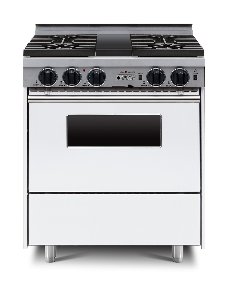 Horno de ladrillo Chicago - Cocina de convección autolimpiante de combustible dual de 30" - Quemadores sellados