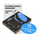Administrador de señal HDMI 4K compatible con HDMI 2.0 y HDCP 2.3. Reduce la resolución de 4K a 1080p (XD-3000). 
