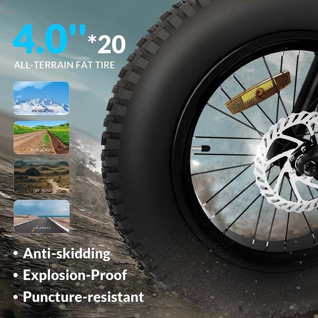 5th Wheel Thunder 1FT Fat Tire Electric Bike for Adults - Peak 1000W Motor