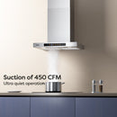 CIARRA 24 Inch Wall Mount Range Hood With 3-Speed Extraction CAS60102-OW