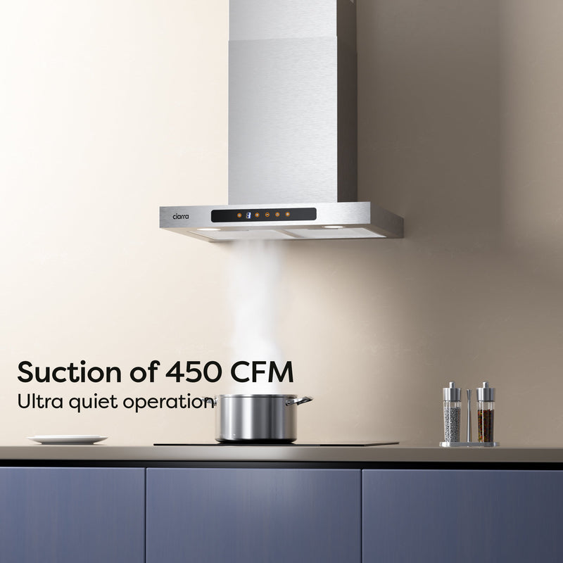 Campana extractora de pared CIARRA de 24 pulgadas con extracción de 3 velocidades CAS60102-OW