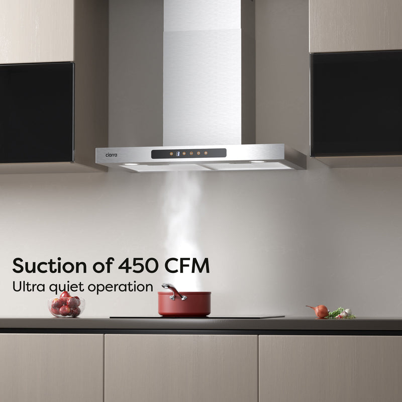 Campana extractora de pared CIARRA de 29 pulgadas con extracción de 3 velocidades CAS75102-OW