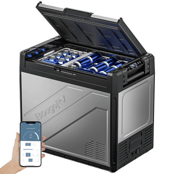 Refrigerador portátil BougeRV Rocky 81QT de 12 V y dos zonas