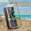 Sungale 10000mAh Solar Power Bank with Wireless Charging and Built-in Cables