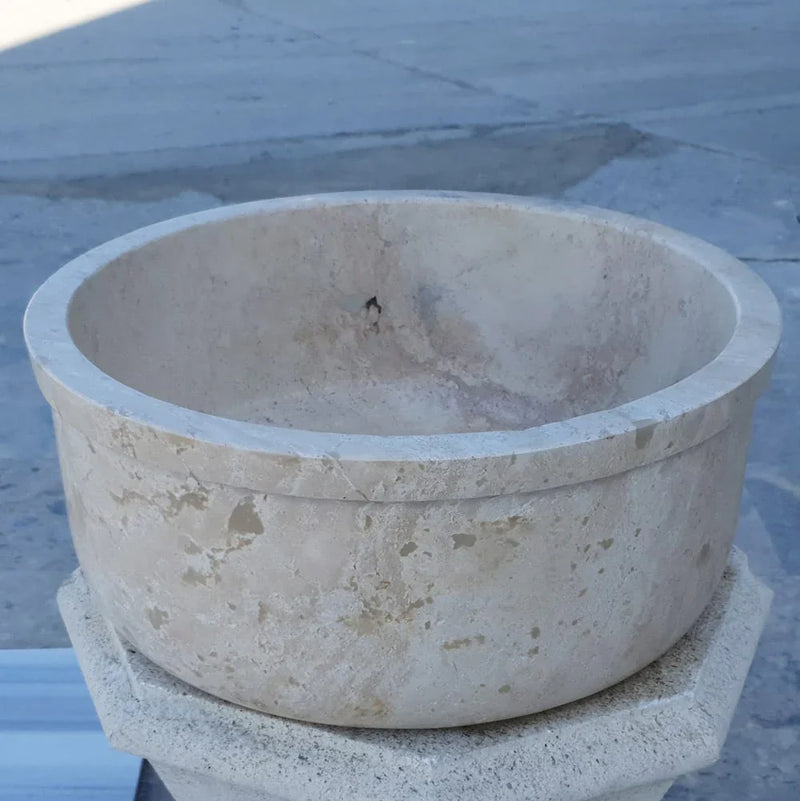 Natural Stone Beige Travertine Self-Rimming Above vanity or Drop-in Bathroom Sink