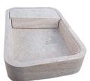 Beige Travertine Rectangular Wall-mount Bathroom Sink Hidden Drain (W)16" (L)24" (H)5"