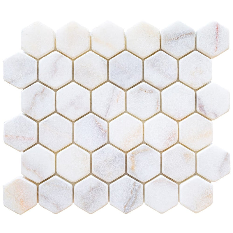 Bianco Ibiza White Marble Tumbled Mosaic Floor and Wall Tile - Livfloors Collection
