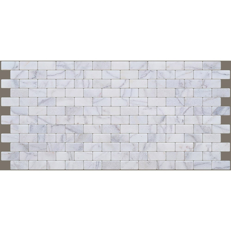 Bianco Ibiza White Marble Tumbled Mosaic Floor and Wall Tile - Livfloors Collection