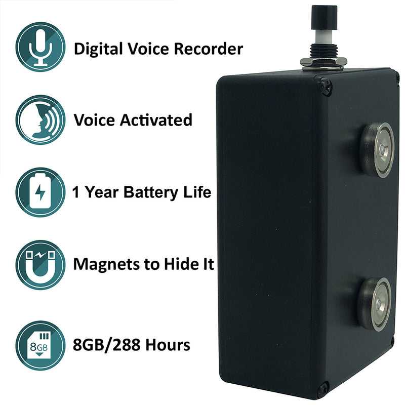 PBN - Grabadora de audio interna TEC Black Vox de 365 días y larga duración, 8 GB